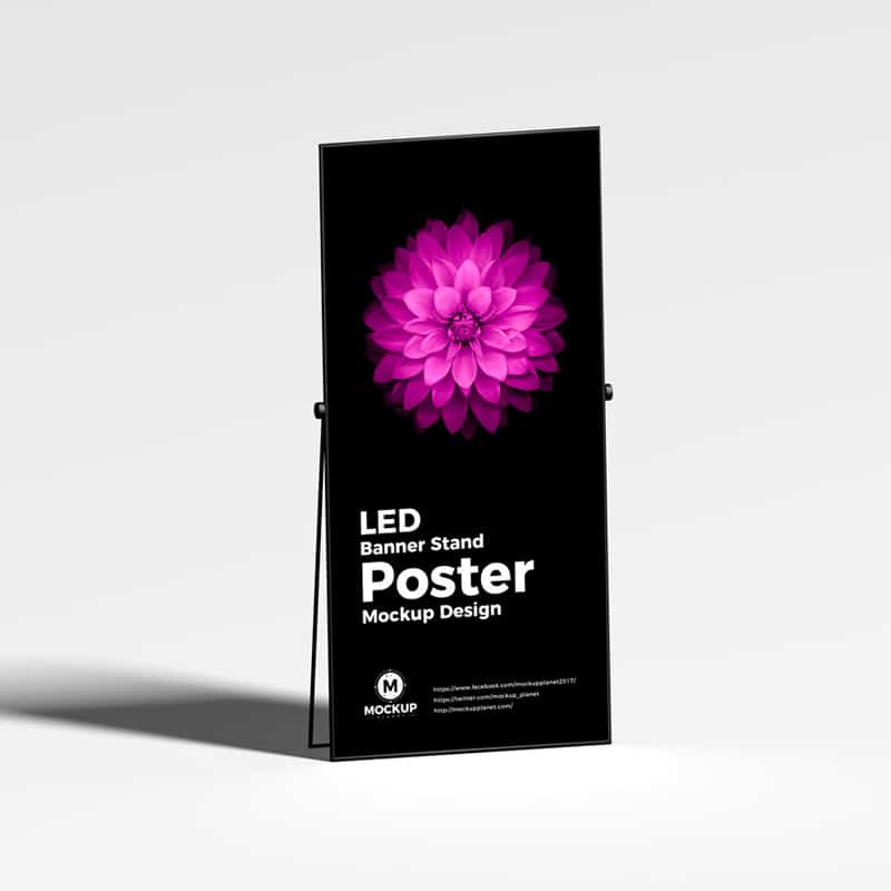 Free LED Banner Stand Poster Mockup Design