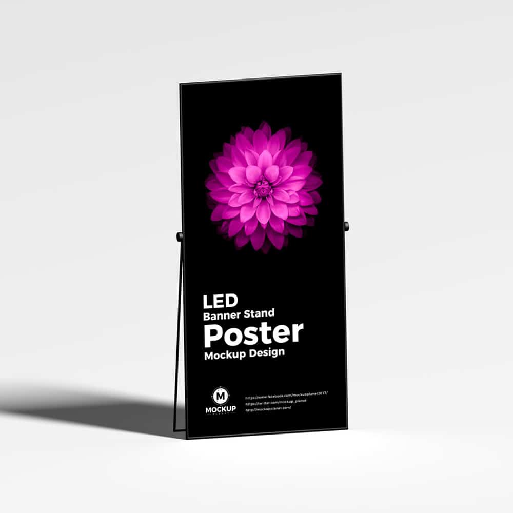 Free LED Banner Stand Poster Mockup Design