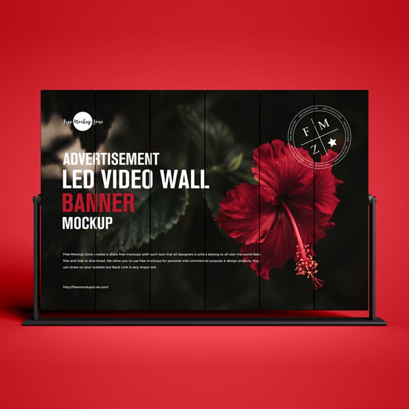 Free LED Video Wall Banner Mockup