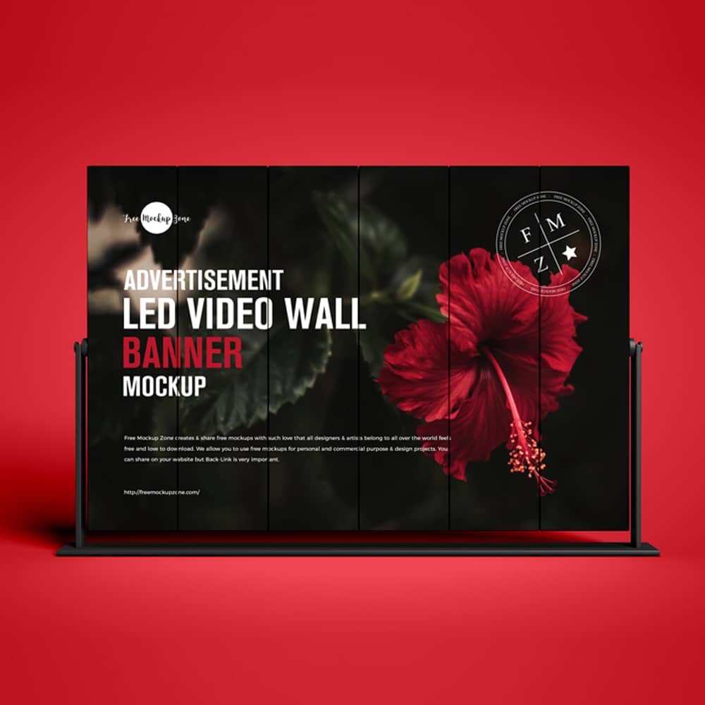 Free LED Video Wall Banner Mockup