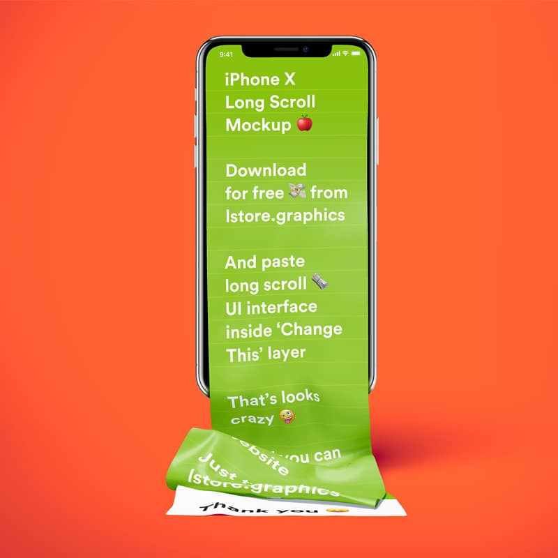 Free Long Scroll iPhone X Mockup