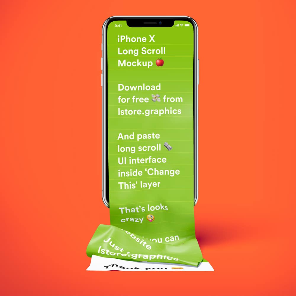 Free Long Scroll iPhone X Mockup