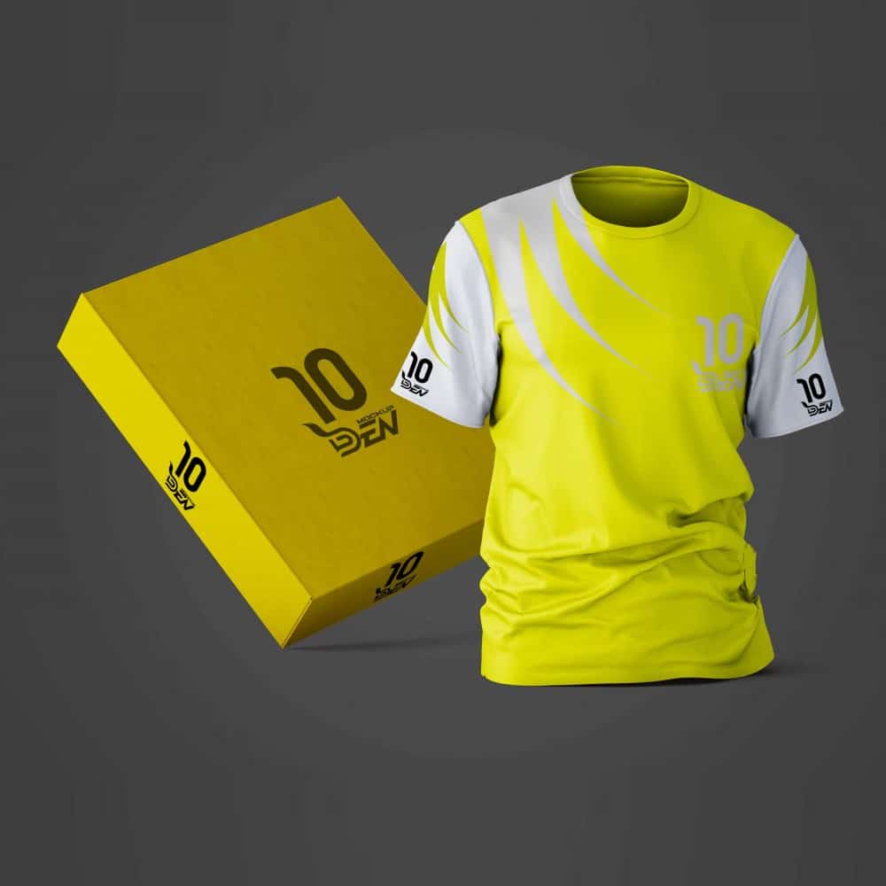 Free Neon Color Stripes Printed Jersey Mockup