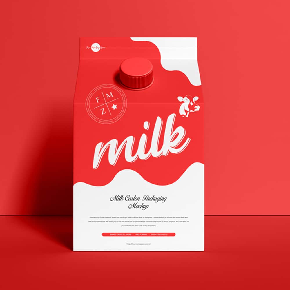 Free PSD Milk Carton Packaging Mockup
