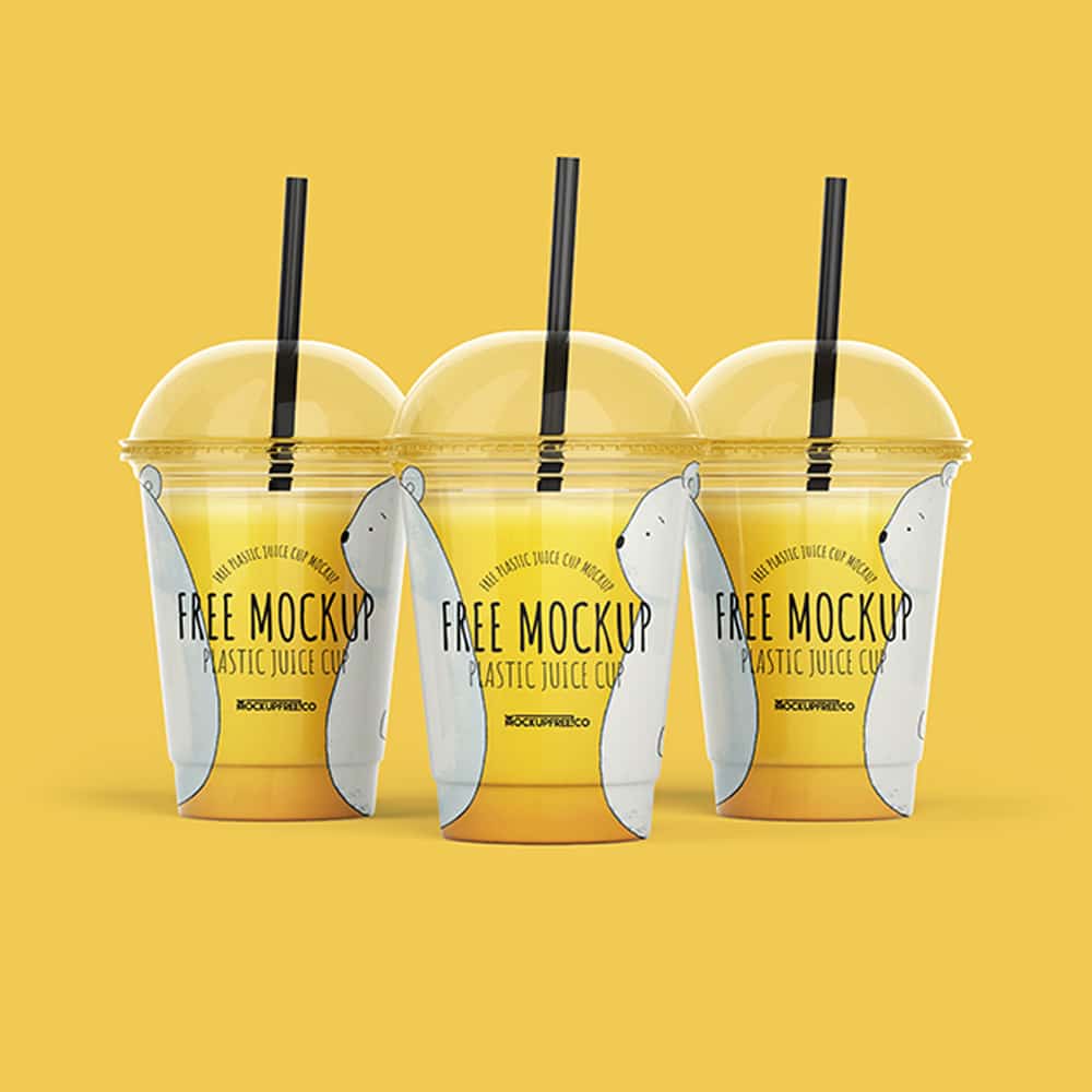 Free PSD Plastic Juice Cup Mockup Template