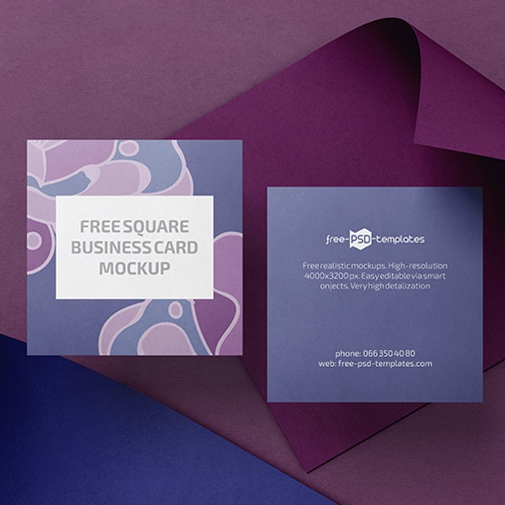 Free PSD Square Business Card Mockup Templates