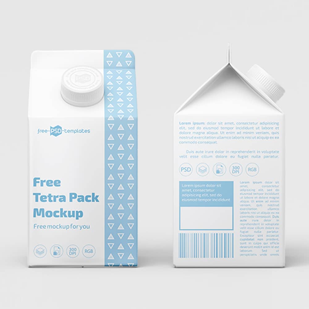 Free PSD Tetra Pack Mockup Templates