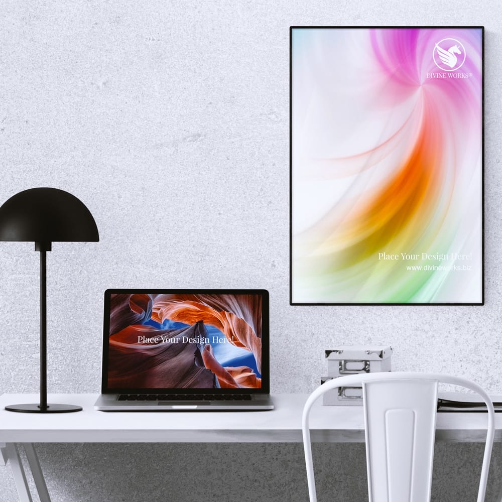 Free Poster and Macbook Pro Mockup PSD