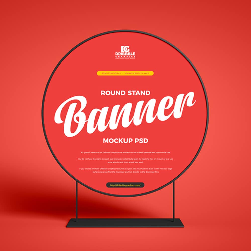 Free Round Stand Banner Mockup PSD