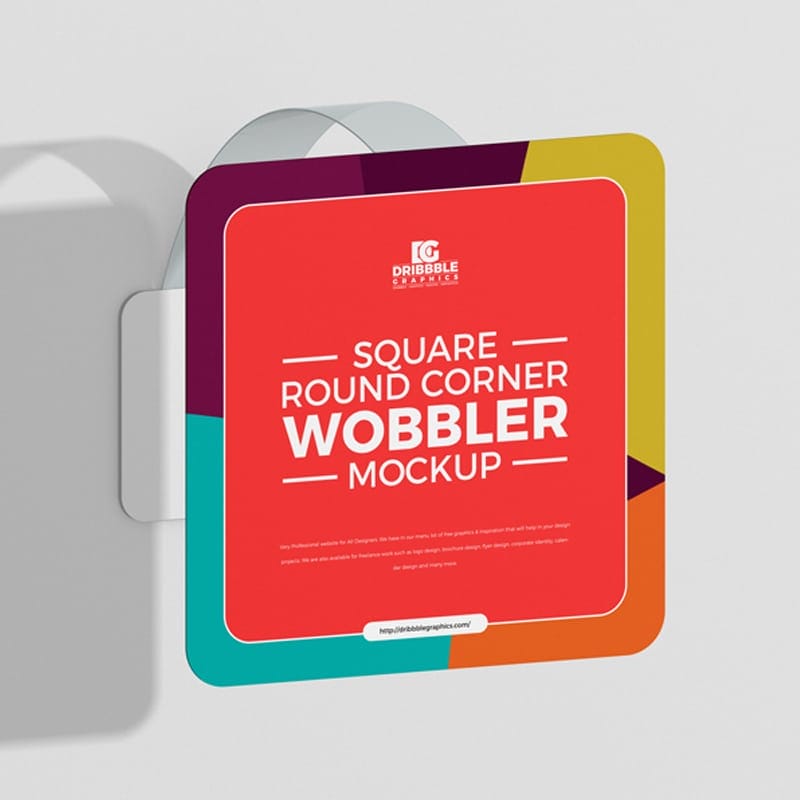 Free Square Round Corner Wobbler Mockup