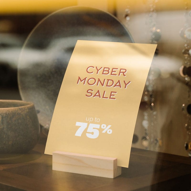 Free Tabletop / Table Talker Sign Mockup PSD