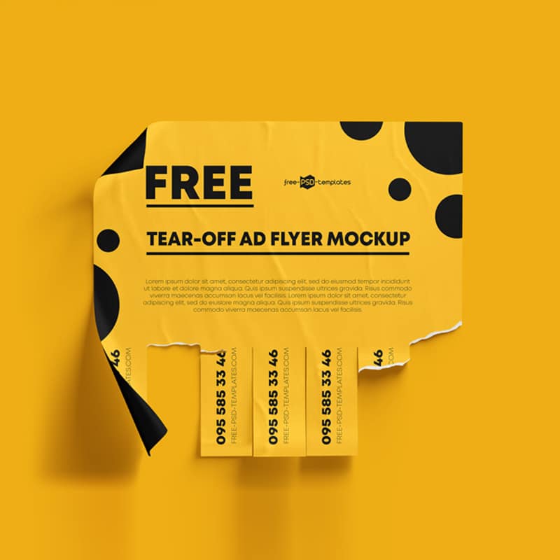 Free Tear-off Ad Flyer Mockups in PSD