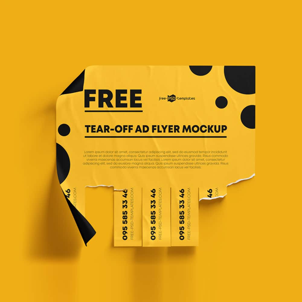 Free Tear-off Ad Flyer Mockups in PSD
