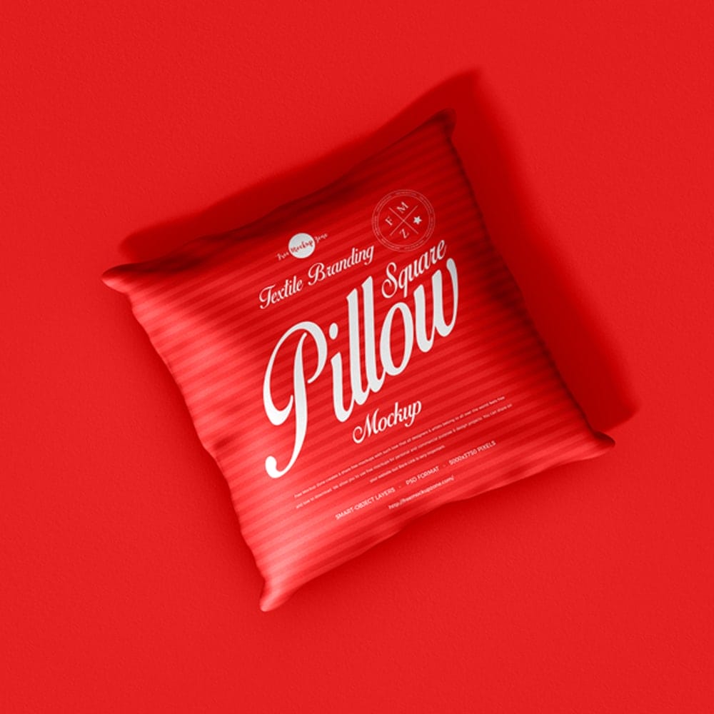 Free Textile Branding Square Pillow Mockup PSD