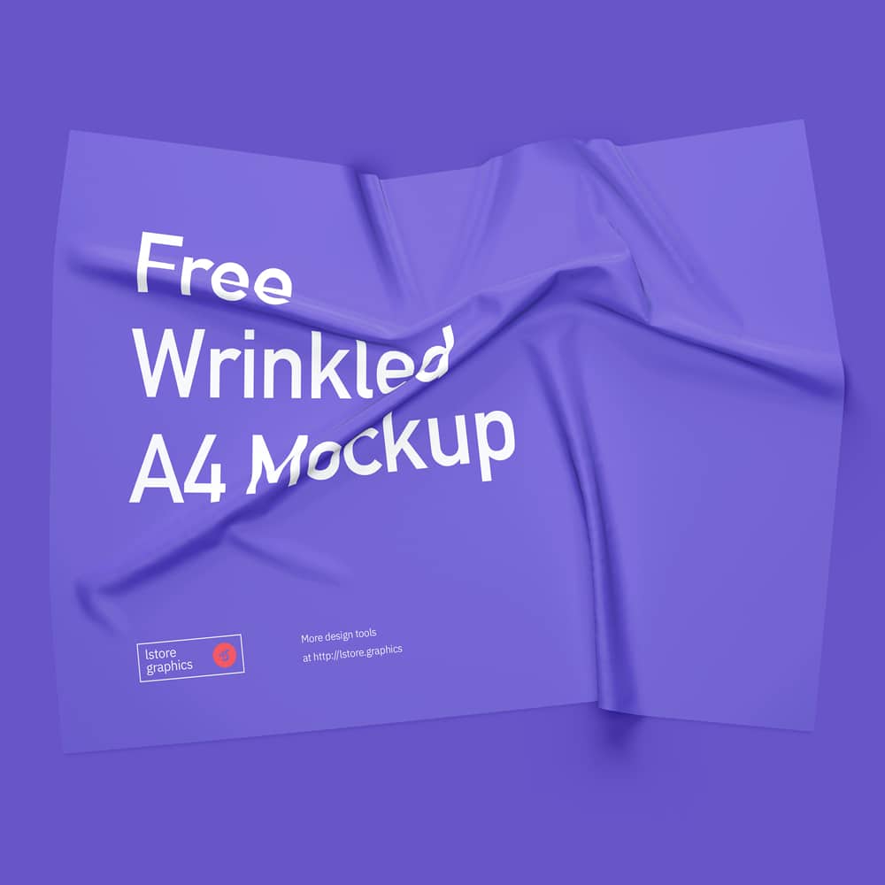 Free Transparent Wrinkled A4 Mockup