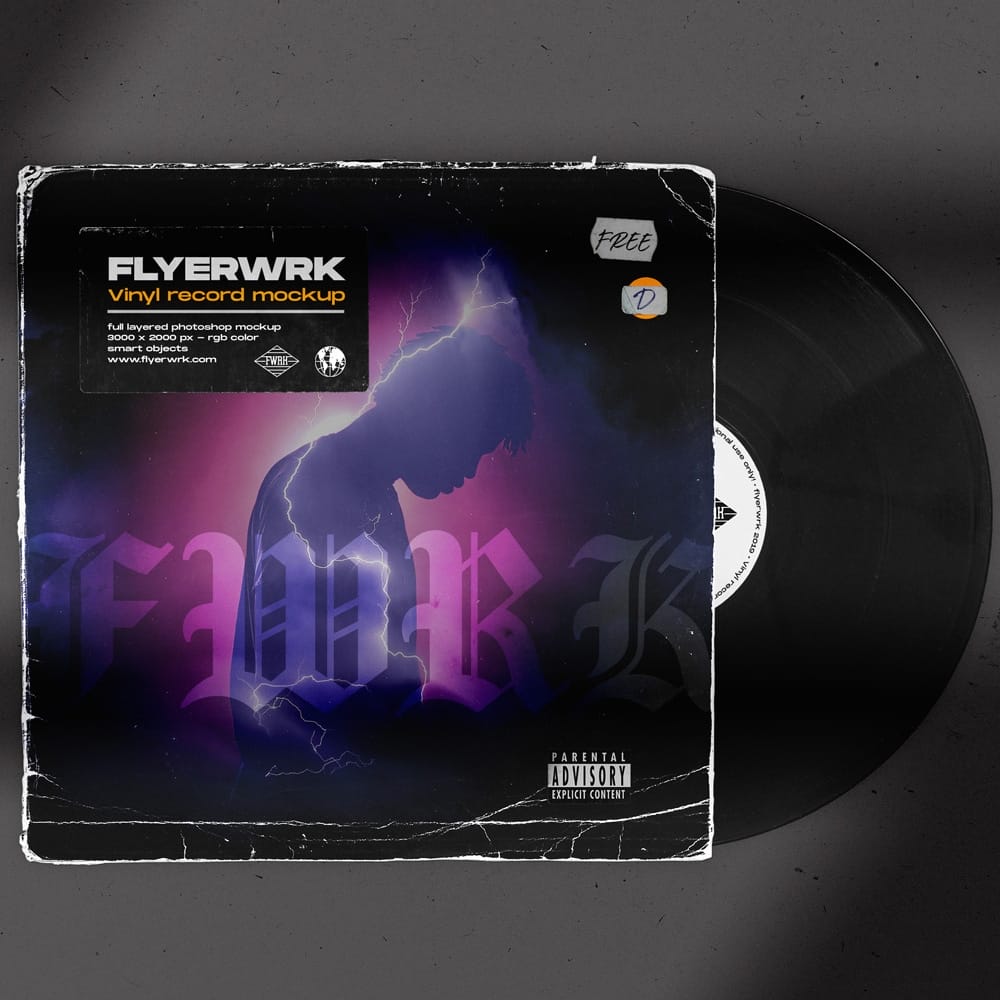 Free Vinyl Record Mockup