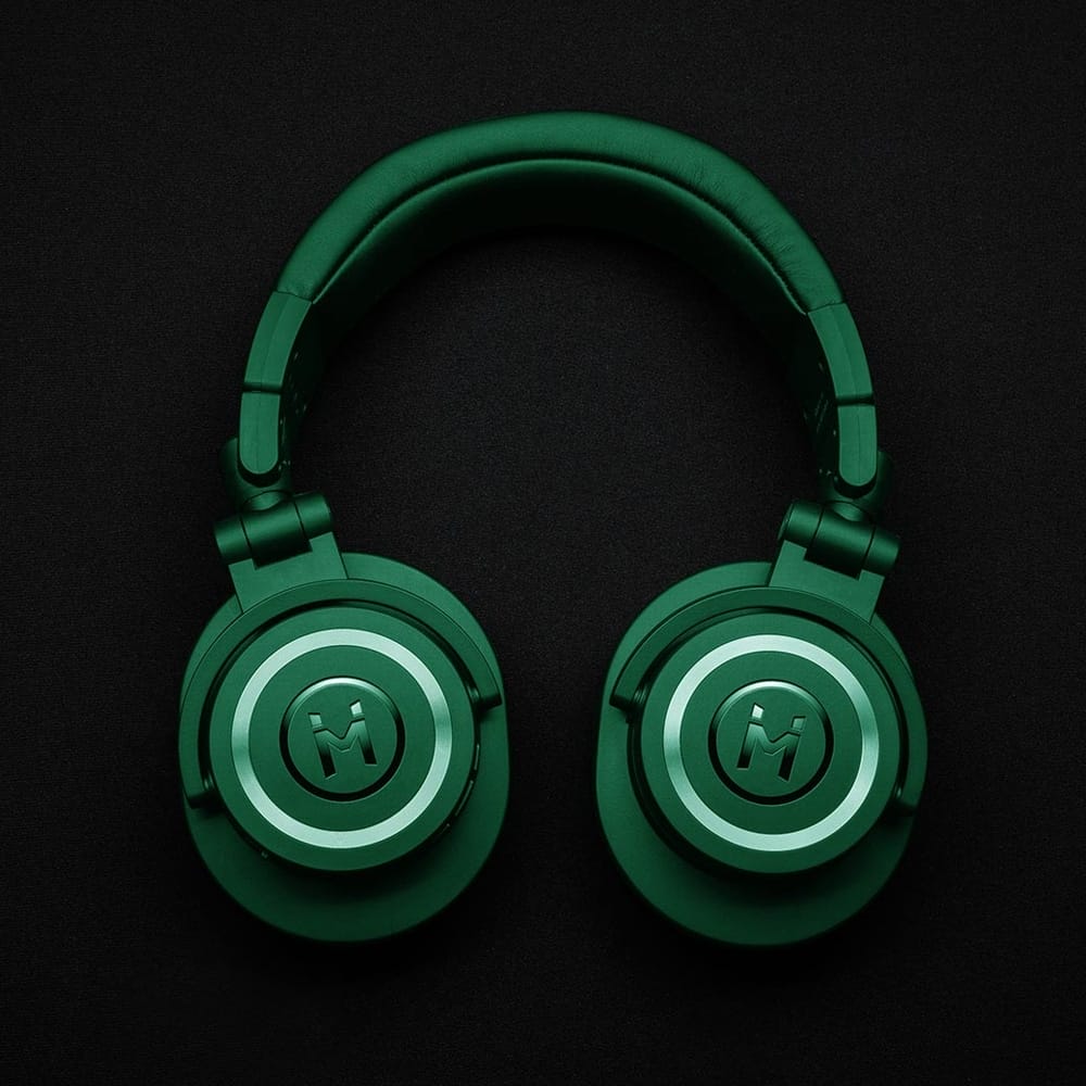 Free Wireless Headphone Logo Mockup PSD