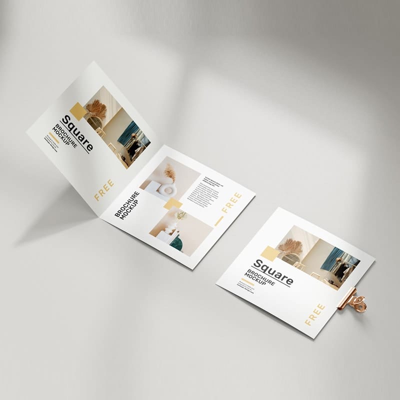 Free Folded Square Brochure Mockup