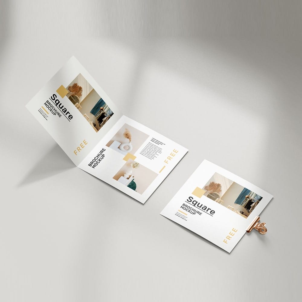 Free Folded Square Brochure Mockup