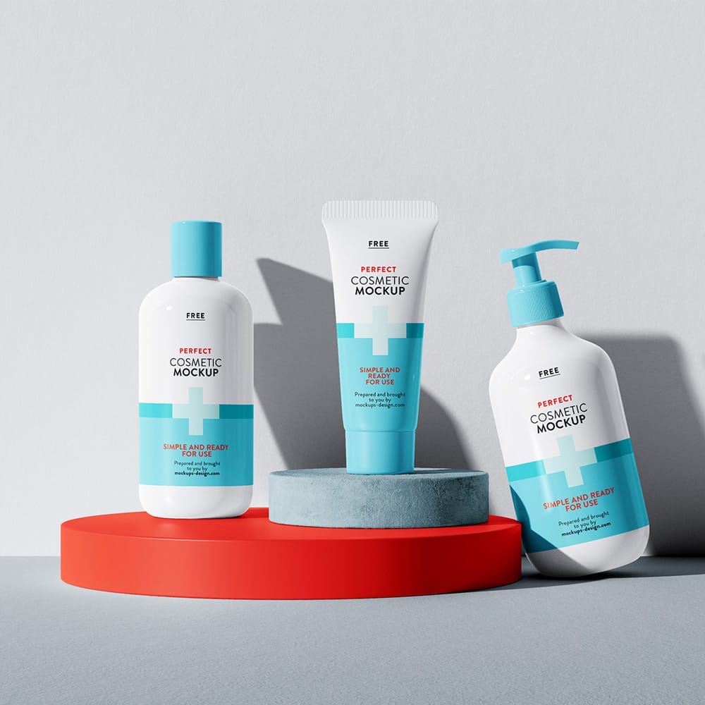 Free Set of Cosmetics Mockup