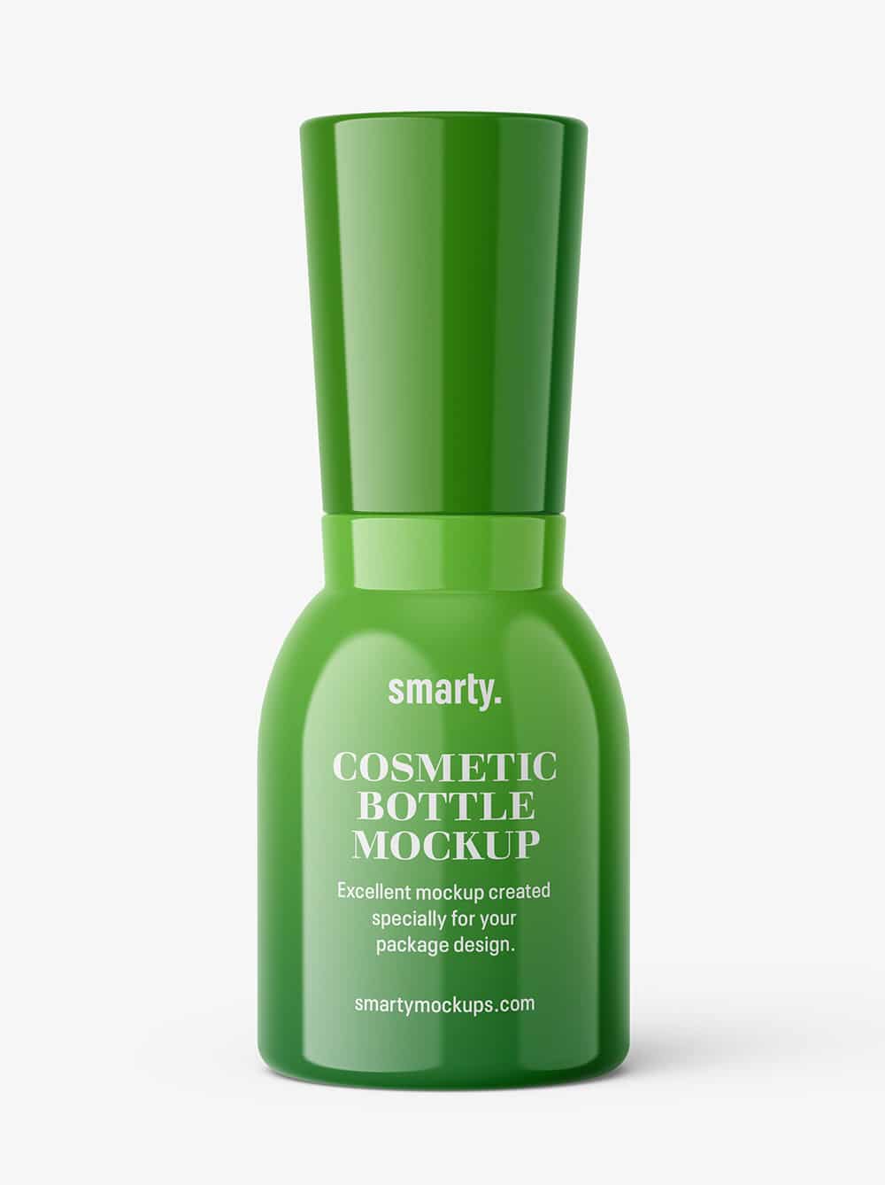 Glossy Bottle With Narrowing Neck Mockup