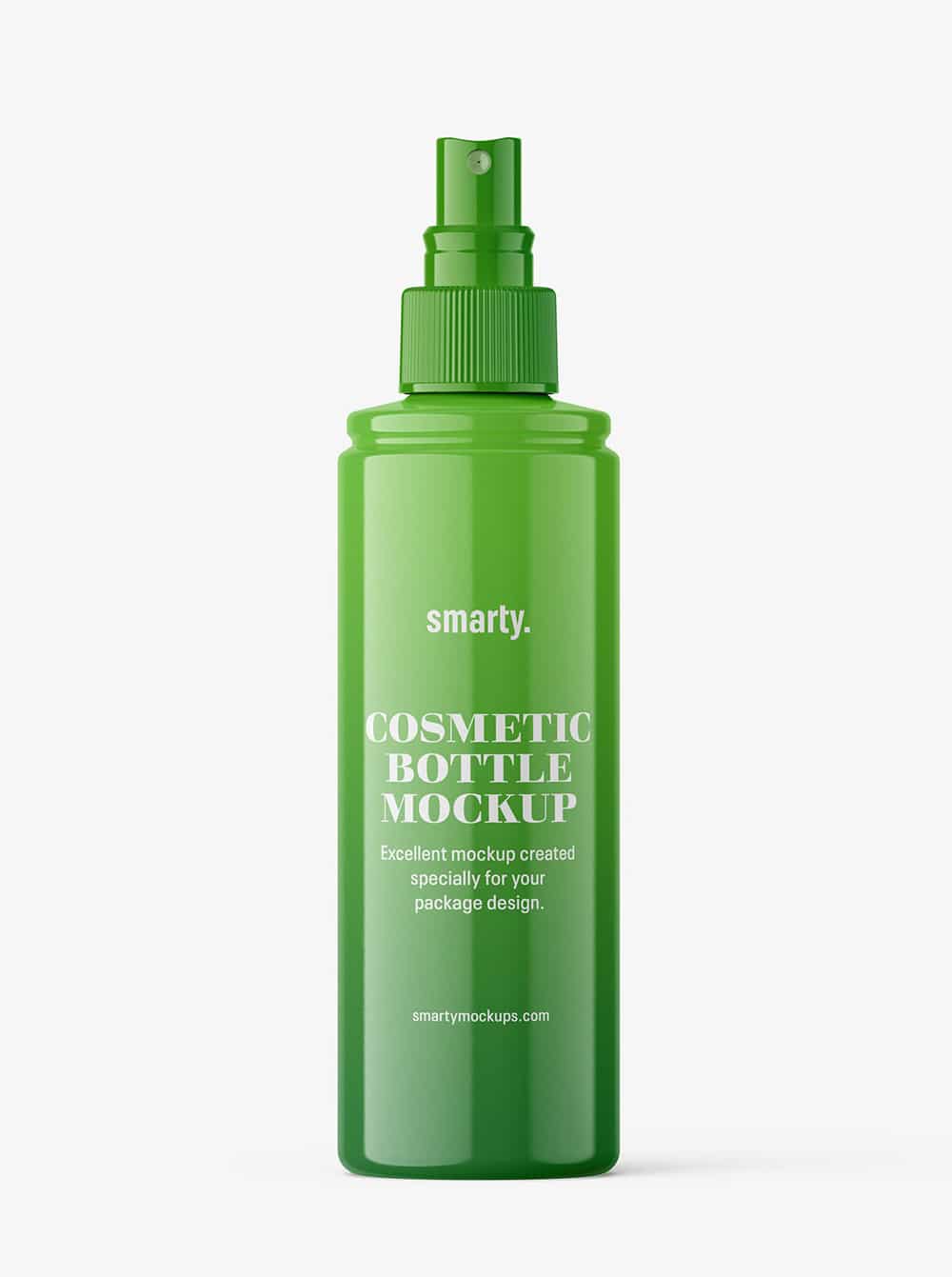 Glossy Bottle With Spray Cap Mockup