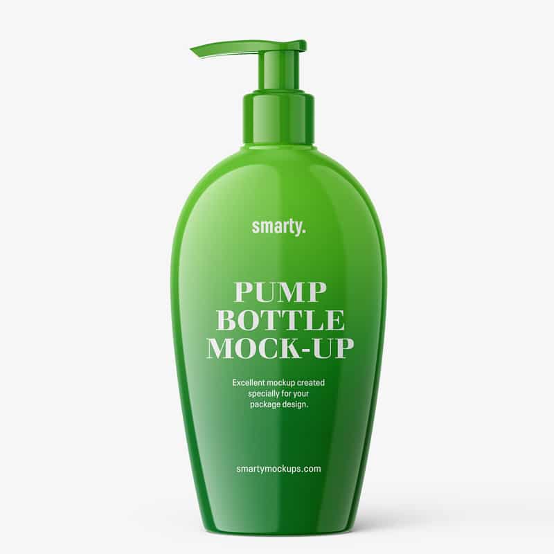 Glossy Cosmetic Bottle With Pump Mockup