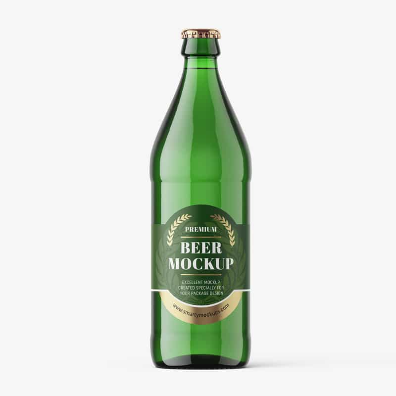 Green Beer Bottle Mockup