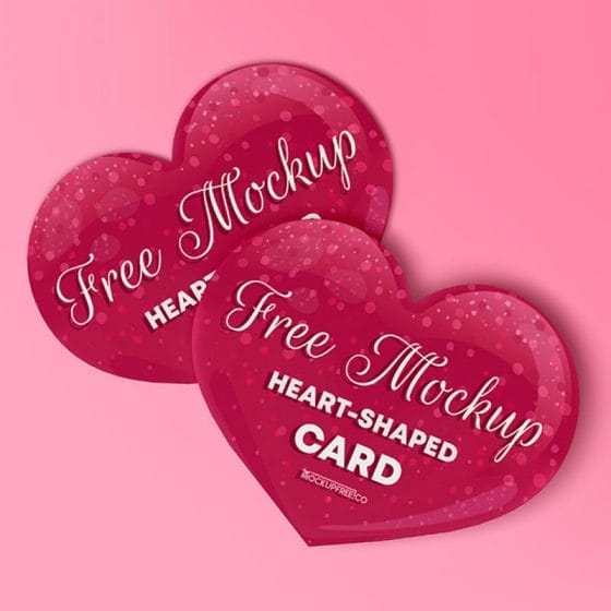 Heart-Shaped Card Free PSD Mockups