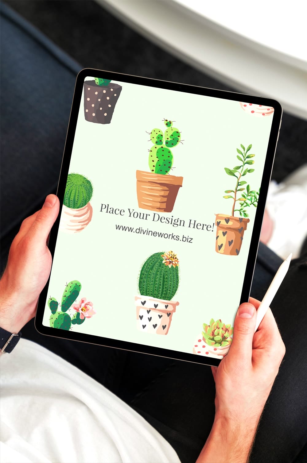 Man Holding iPad Pro Mockup PSD