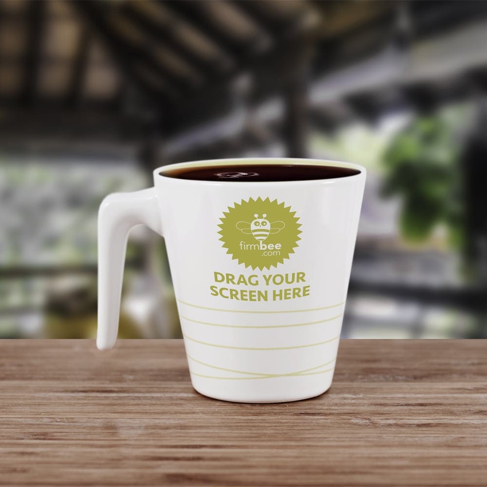 Mug with Green Stripes Mockup PSD
