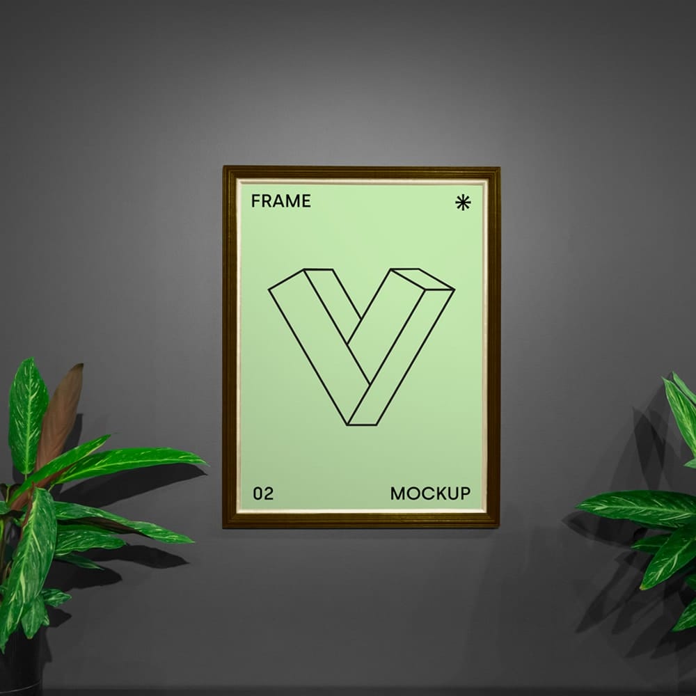 Poster with Plants Mockup