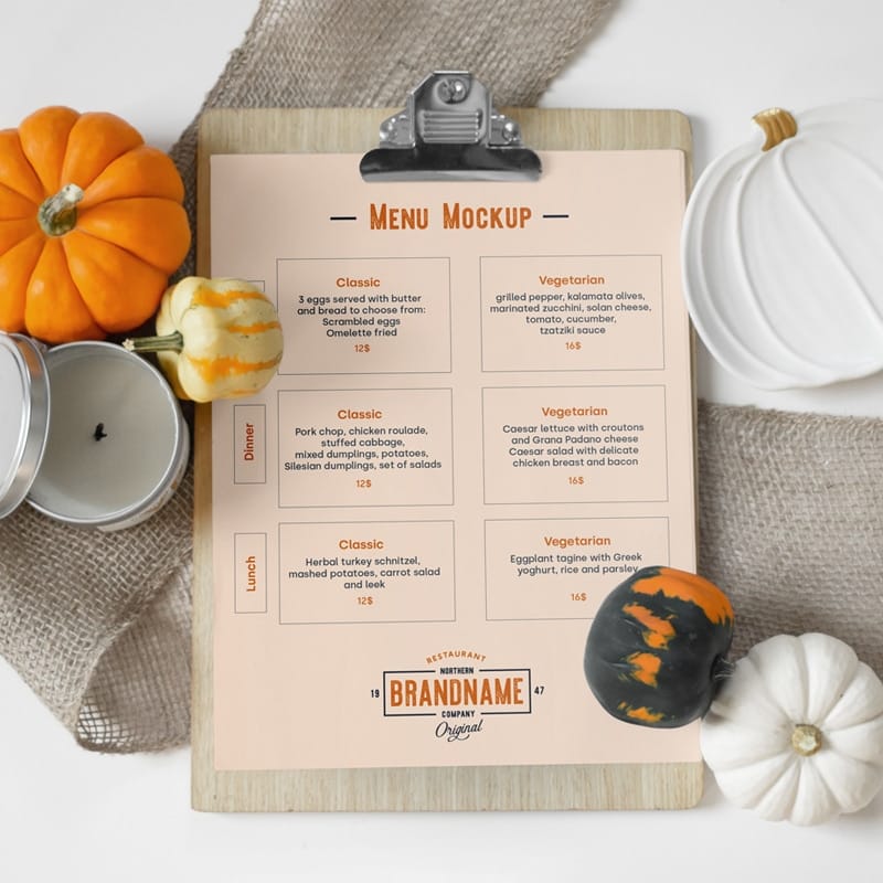 Restaurant A4 Menu Mockup