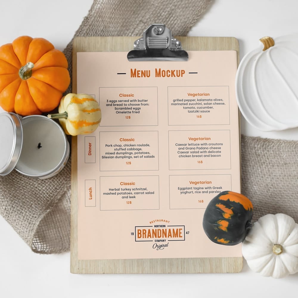 Restaurant A4 Menu Mockup