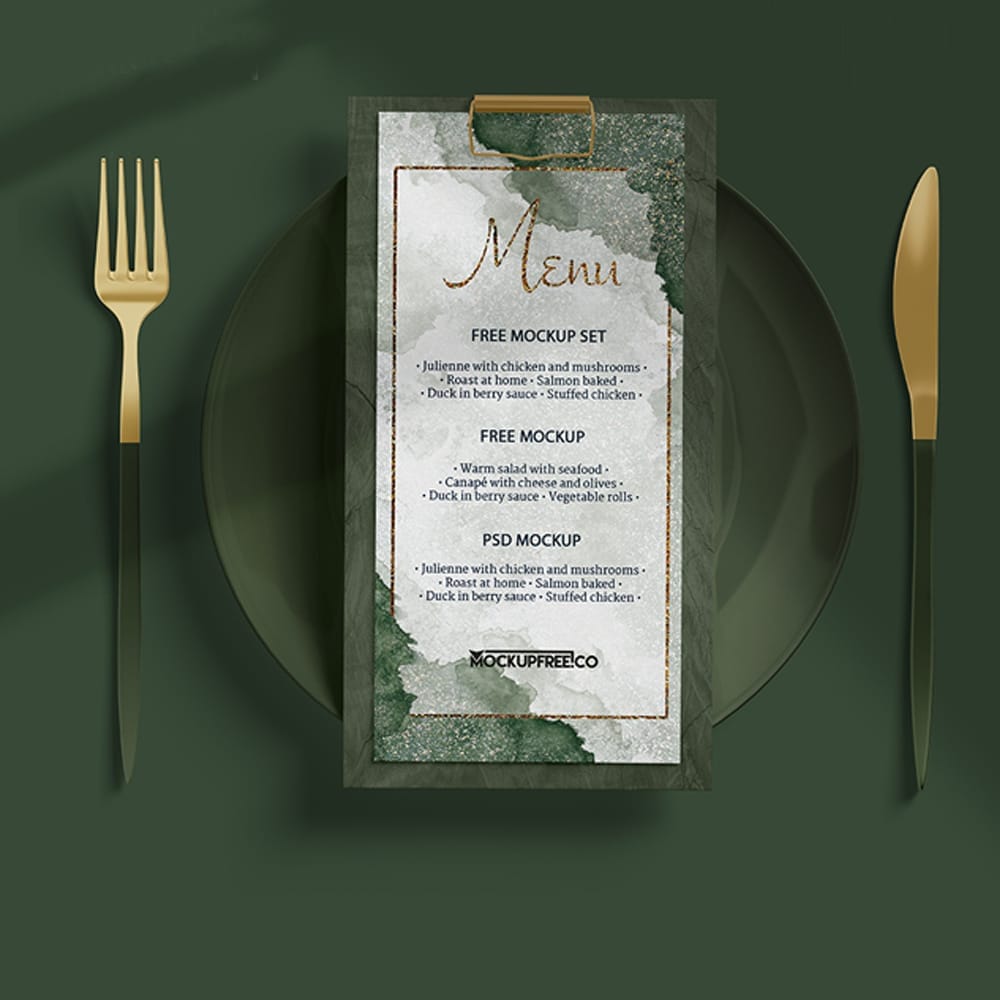 Restaurant Menu Free PSD Mockups