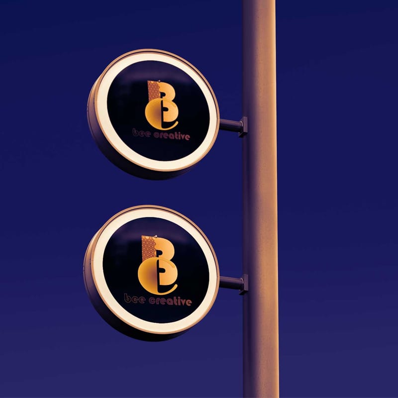 Street Pole Signs Display Mockup