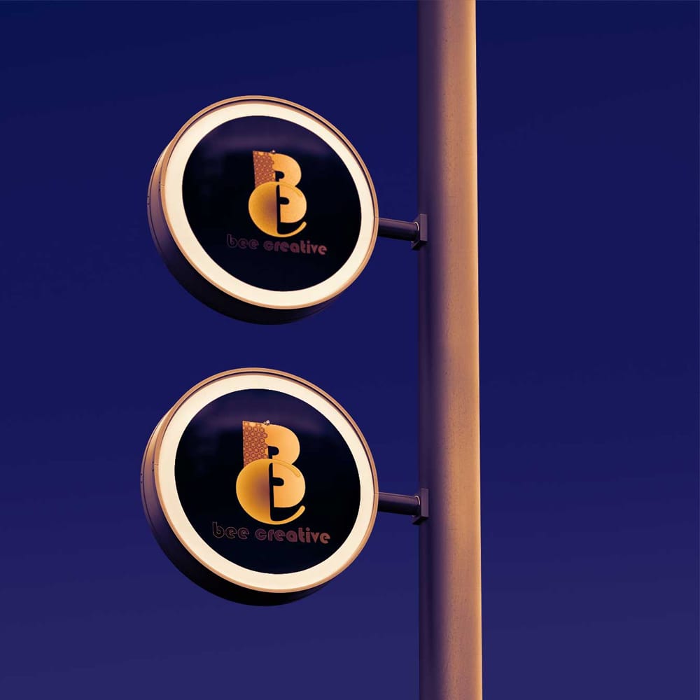 Street Pole Signs Display Mockup