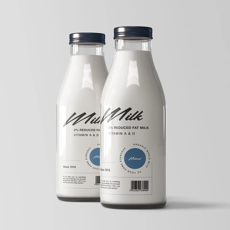 Two Milk Bottles Mockup