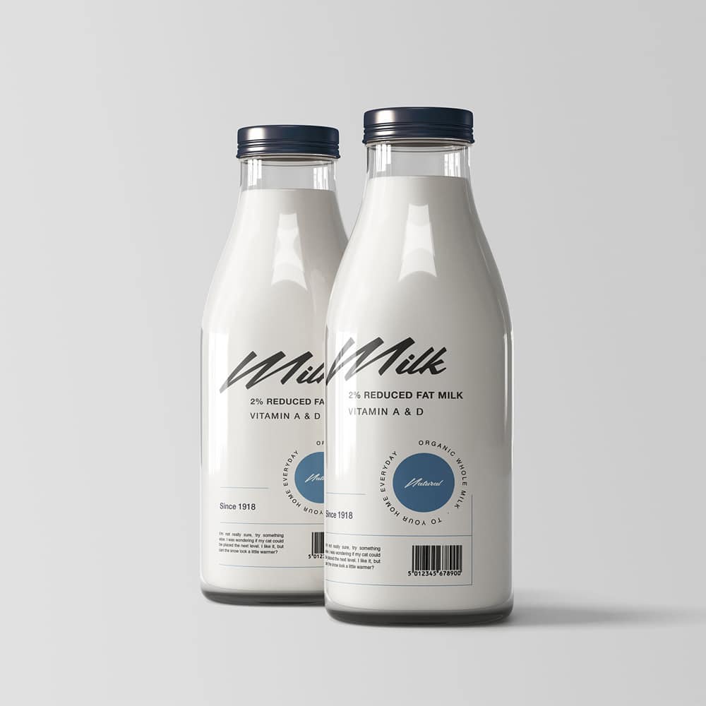 Two Milk Bottles Mockup