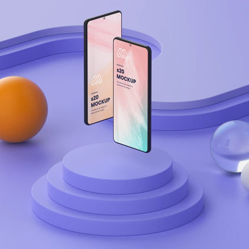 Two Smartphones PSD Mockup