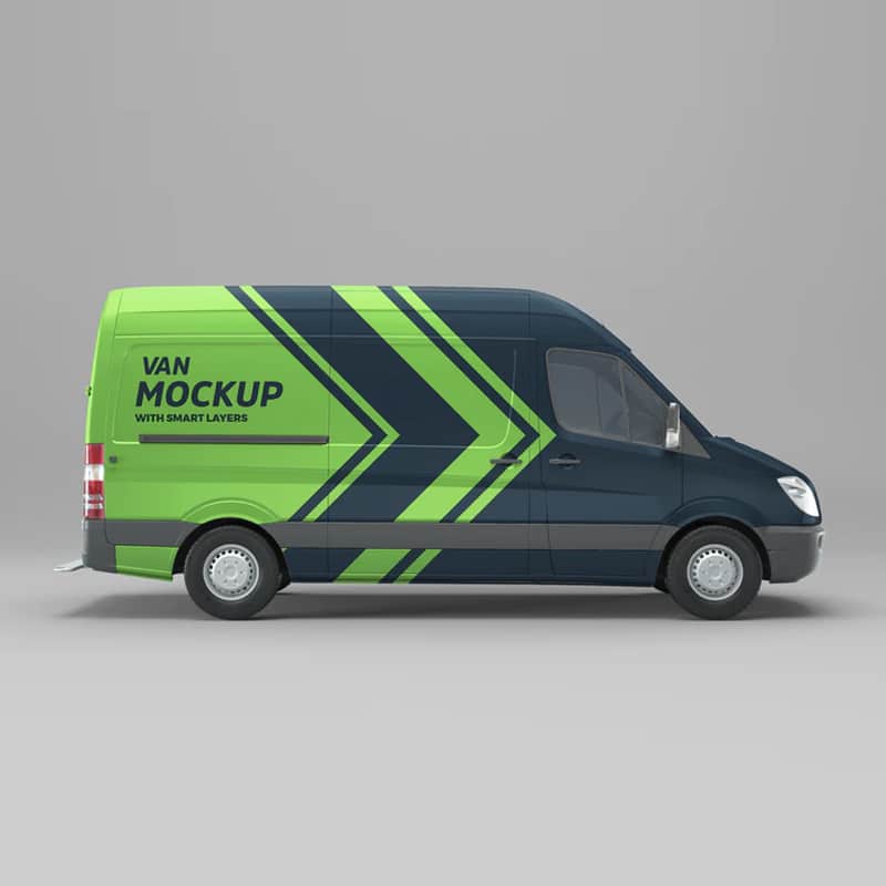 Van Side View PSD Mockup
