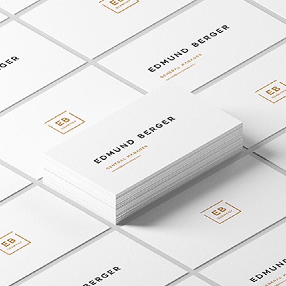 White Isometric Business Card Mockup