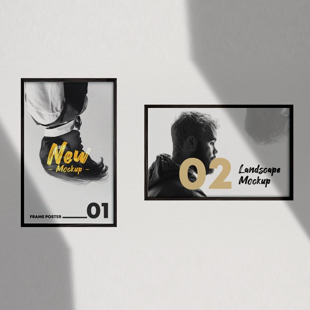 2 Poster Frames Free Mockup PSD