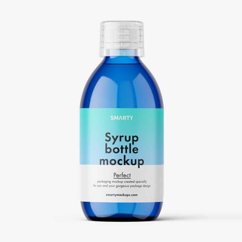 Blue Syrup Bottle Mockup