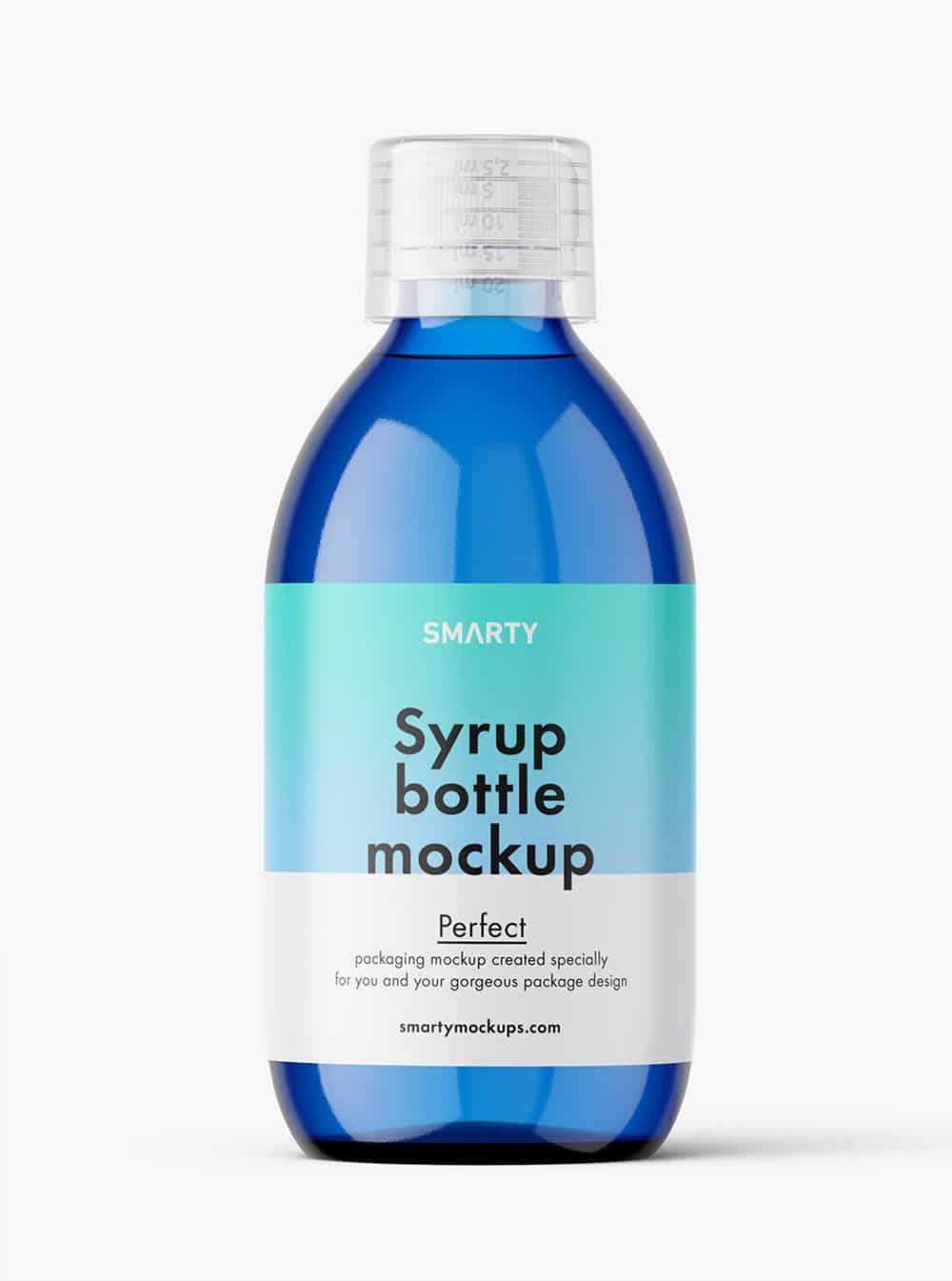 Blue Syrup Bottle Mockup