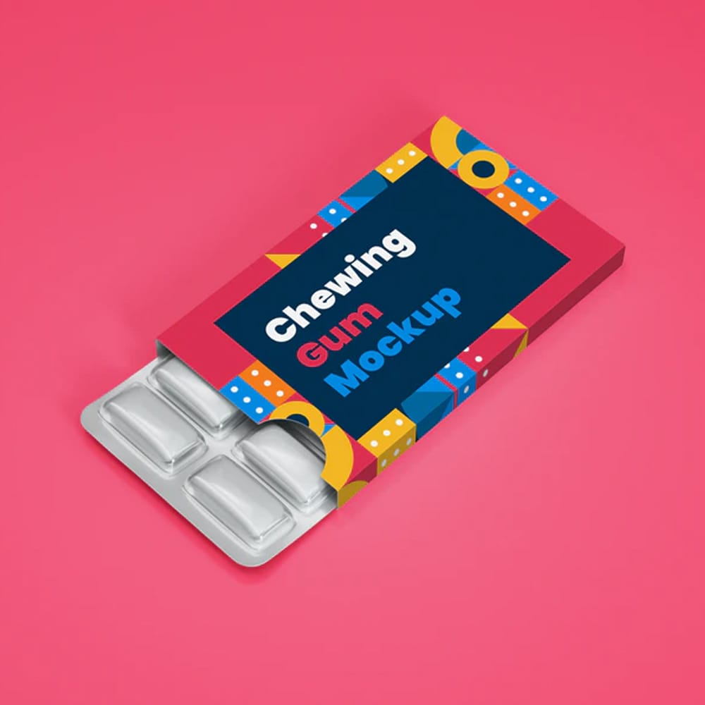 Chewing Gum in Blister Packagaging Mockup