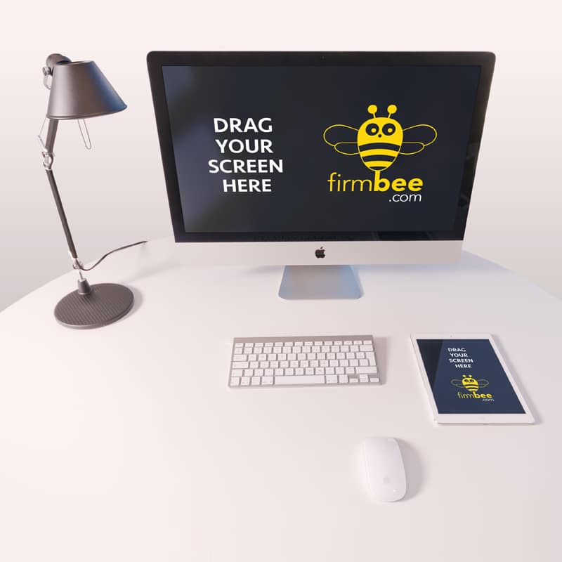 Designer Workspace Scenery Mockup PSD