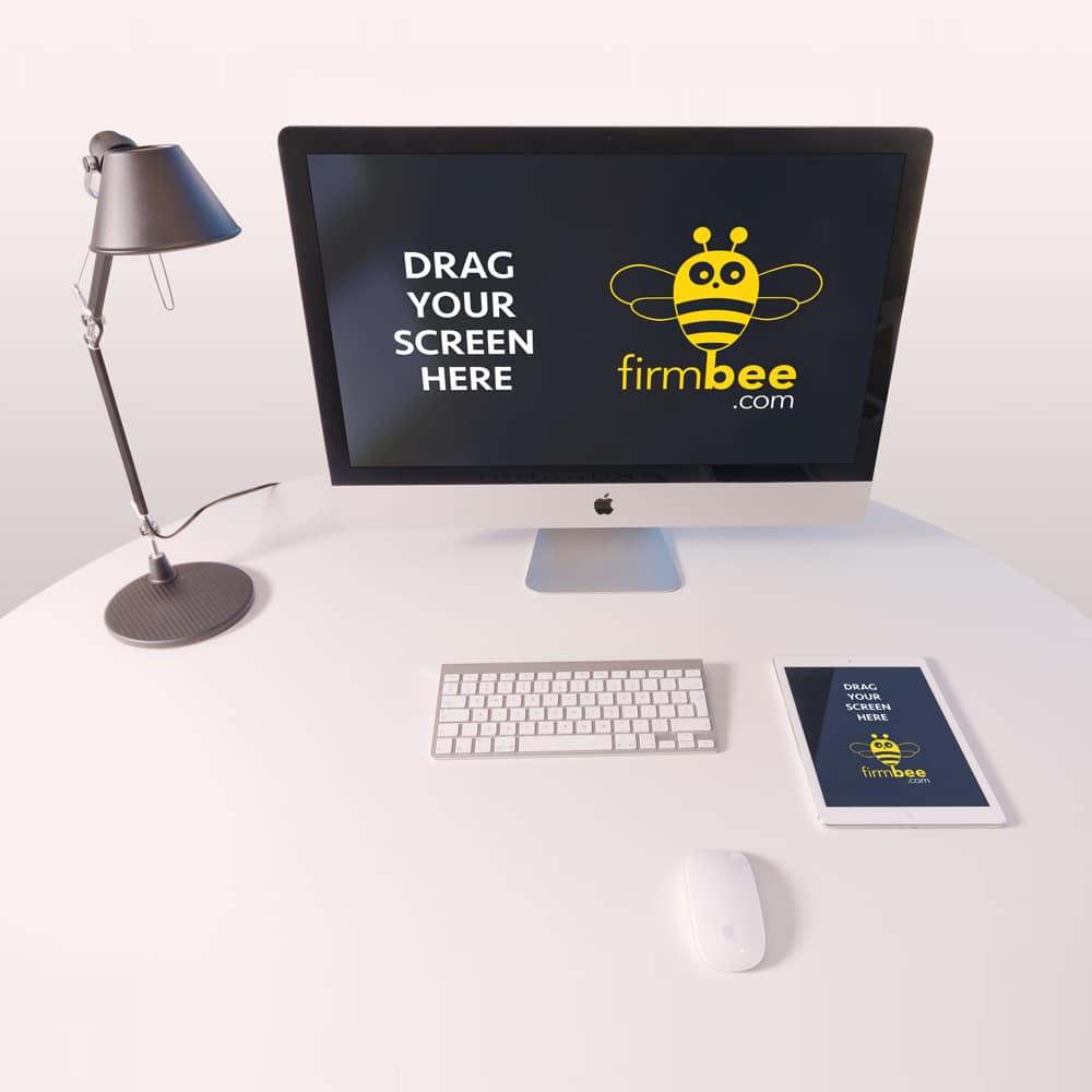 Designer Workspace Scenery Mockup PSD