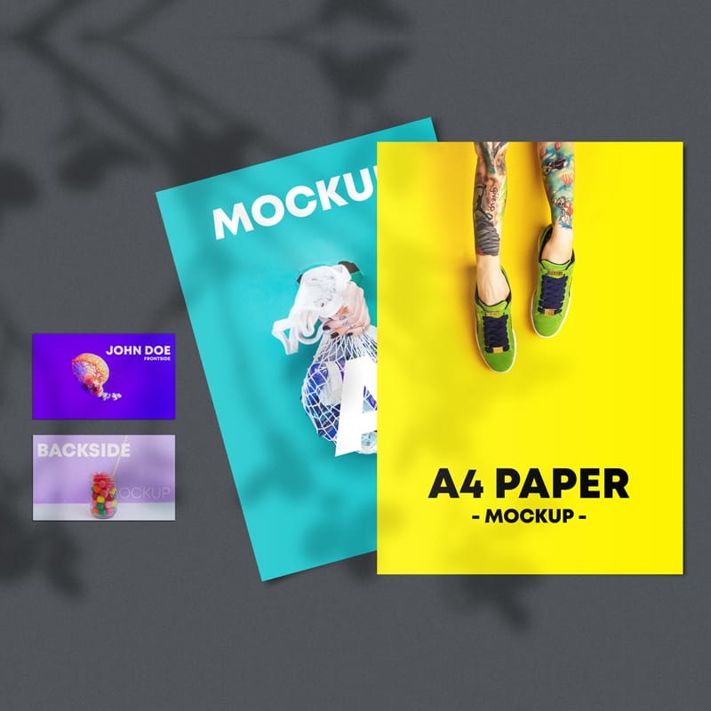 Free A4 Flyer & Business Card Mockup