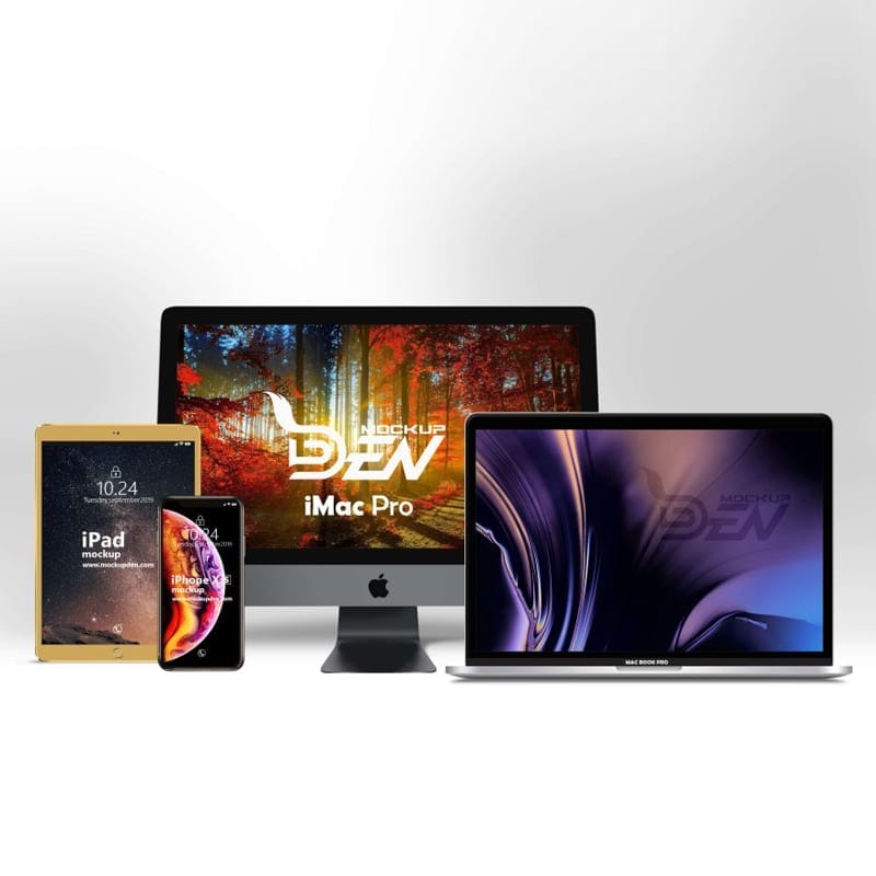 Free Apple Set Mockup Scene